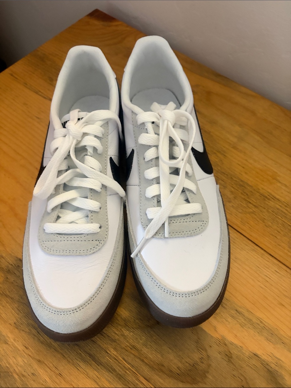 adidas White Sneakers with Black Swoosh and Gray Accents